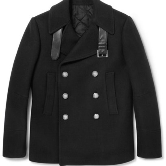 Balmain Other - BALMAIN MEN'S 54 BLACK PEA COAT JACKET